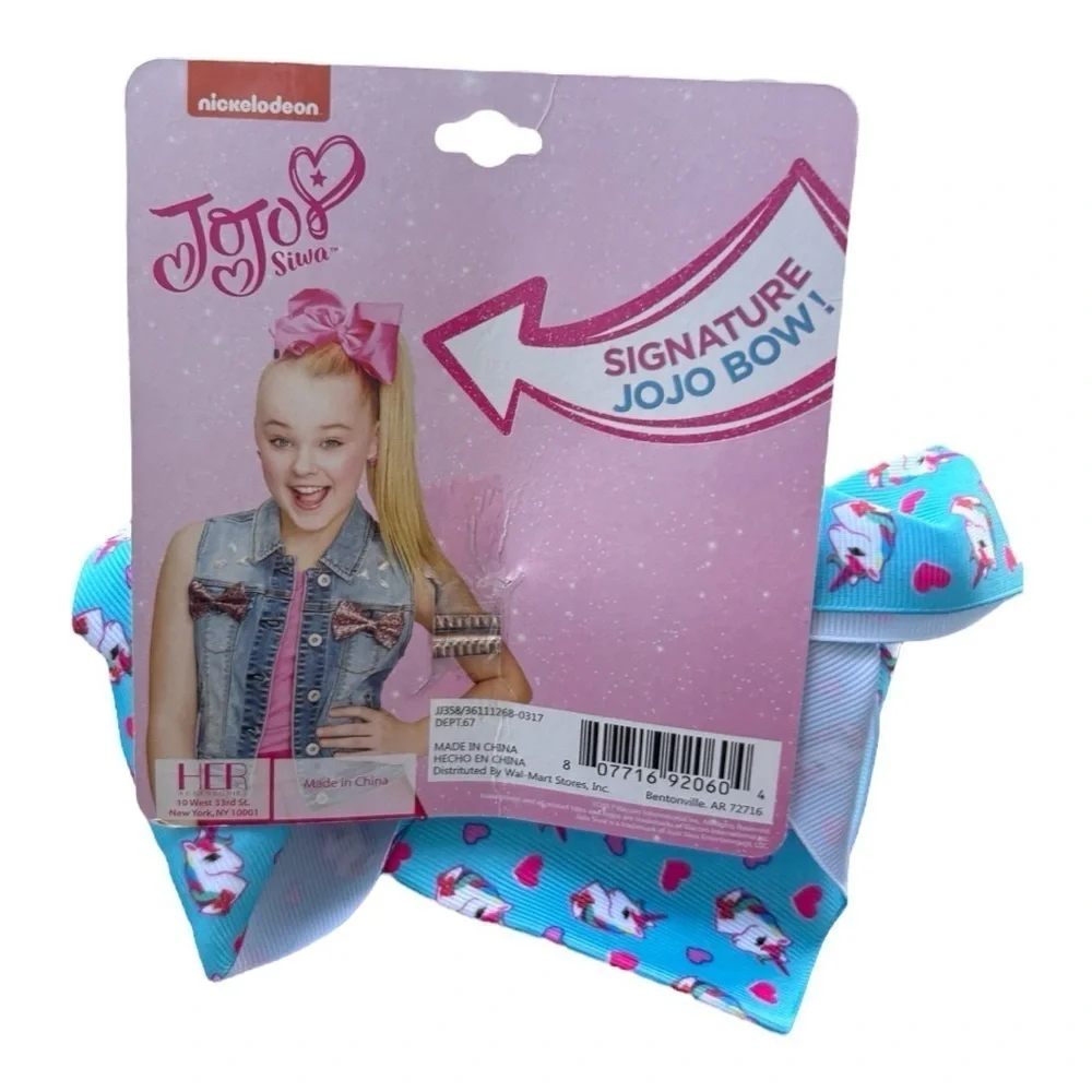 3/$25 Nickelodeon JoJo Siwa Pink and Blue Unicorn Hair Bow